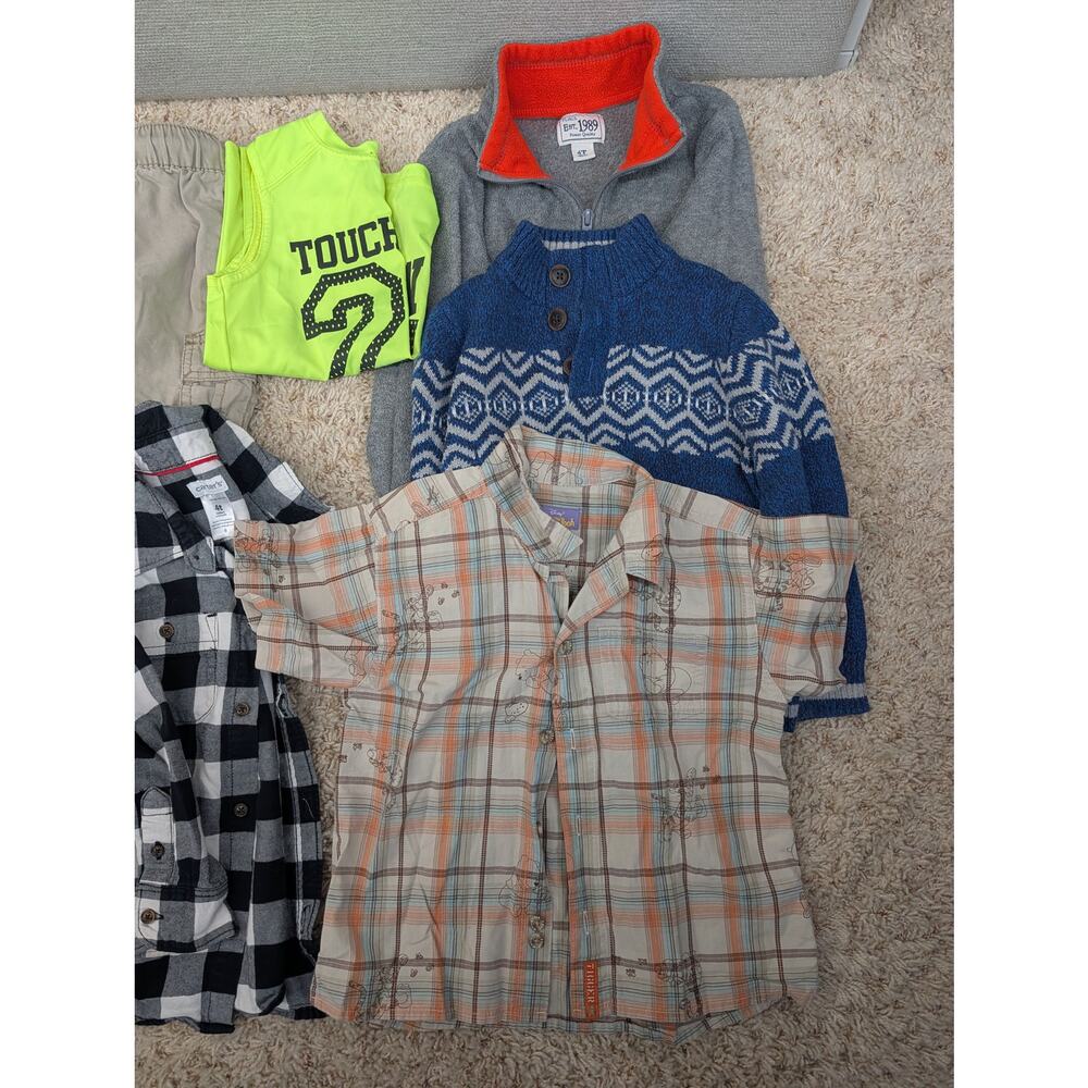 Lot Of 14 Pieces Boys Clothing 4/4T Mixed Brands Pants Tops Shorts - Picture 4 of 4